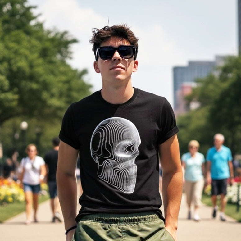 SLICED SKULL BLACK TEE