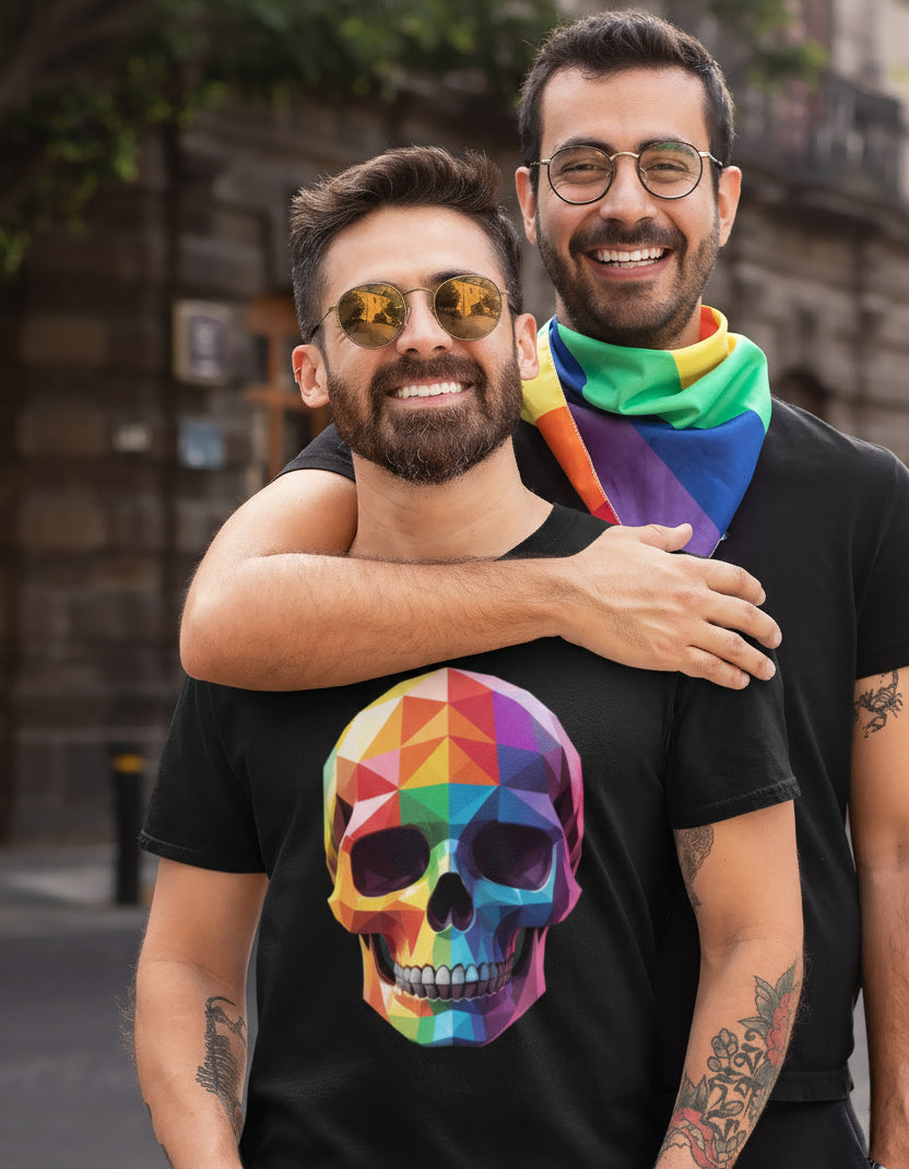 RAINBOW SKULL BLACK TEE