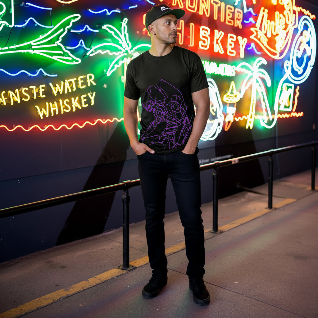 EVANGELION EVA 01 PURPLE BLACK TEE