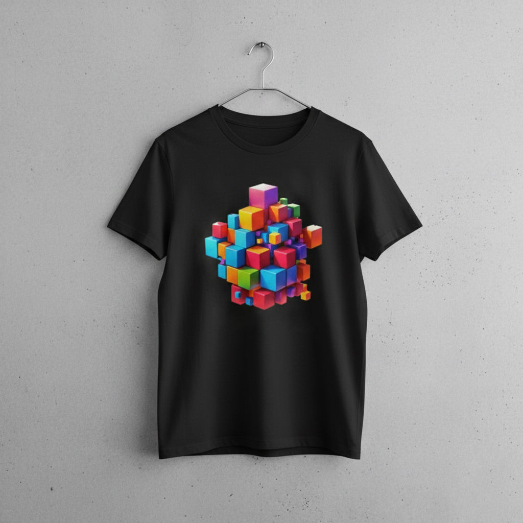 3D CUBES BLACK TEE