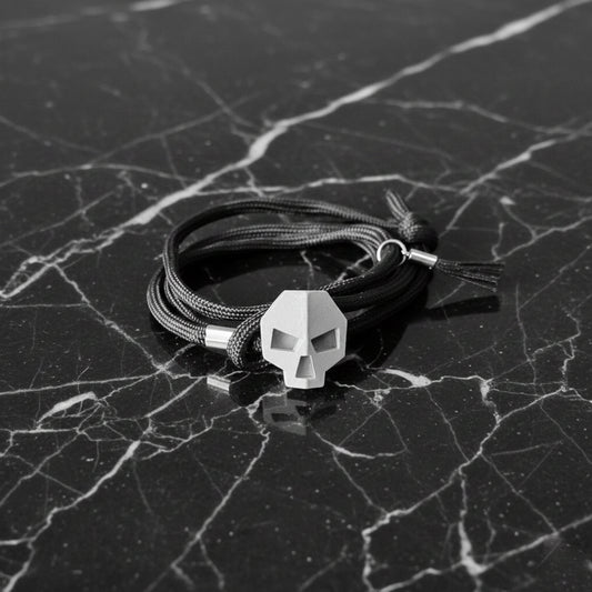 SKULL PULSERA CON CALAVERA Y CORDON NEGRO