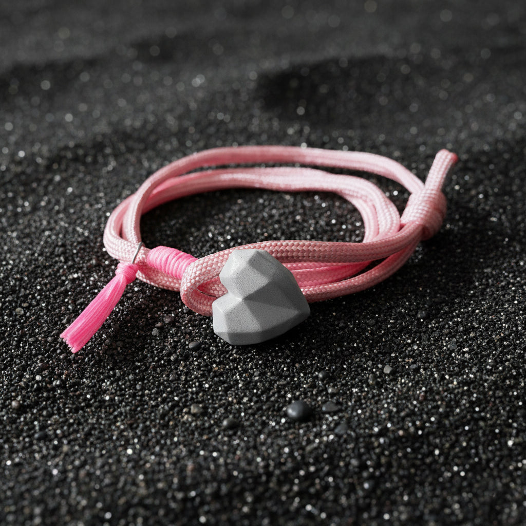 PULSERA CORAZON CONCRETO CORDON ROSA