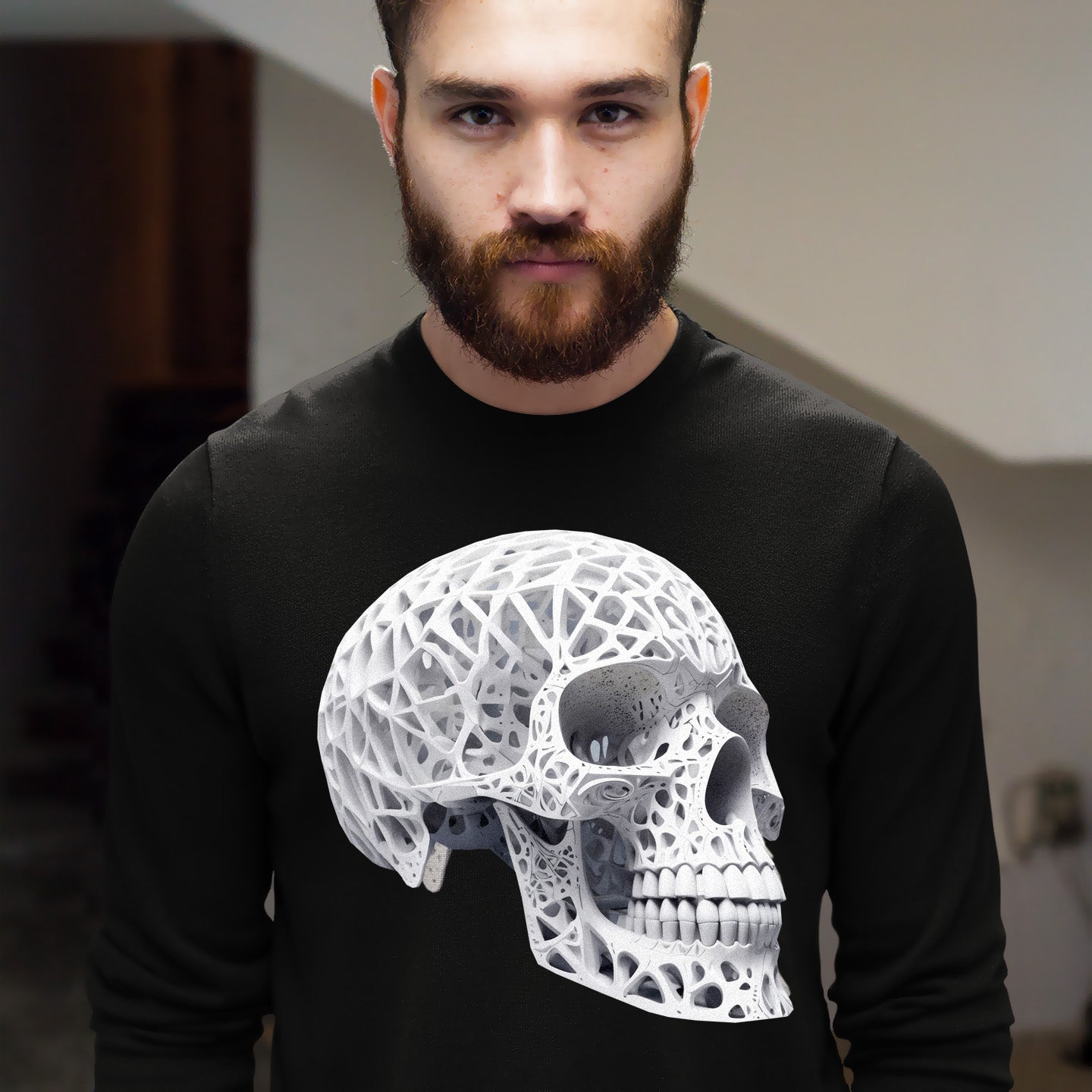 GEOMETRIC SKULL BLACK HOODIE