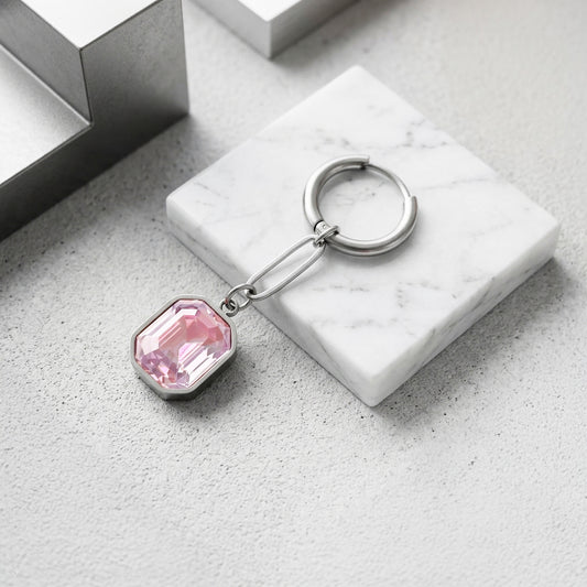 SQUARE PINK CRYSTAL EARRING