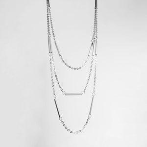 TRIPLE CHAIN TUBE NECKLACE