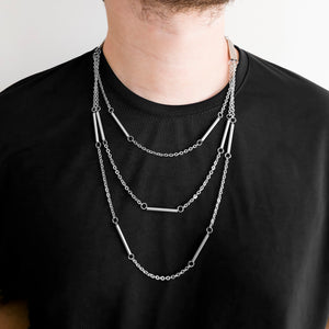 TRIPLE CHAIN TUBE NECKLACE
