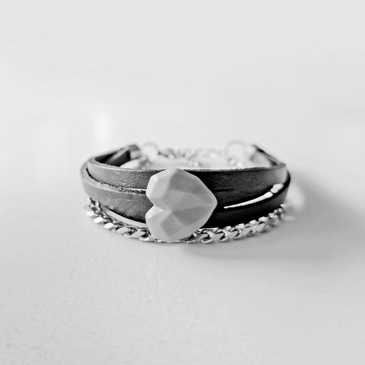TRIPLE LEATHER BLACK HEART