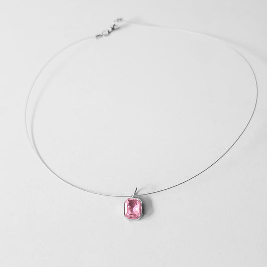 SQUARE STEEL PINK CRYSTAL