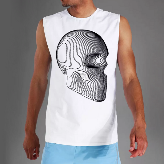 SLICED WHITE MUSCLE TANK TOP