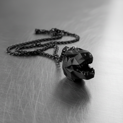 COLLAR 3D T REX GEOMETRICO NEGRO