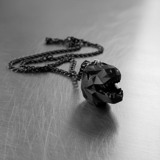 COLLAR 3D T REX GEOMETRICO NEGRO