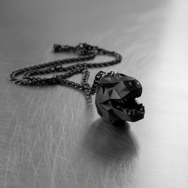 COLLAR 3D T REX GEOMETRICO NEGRO
