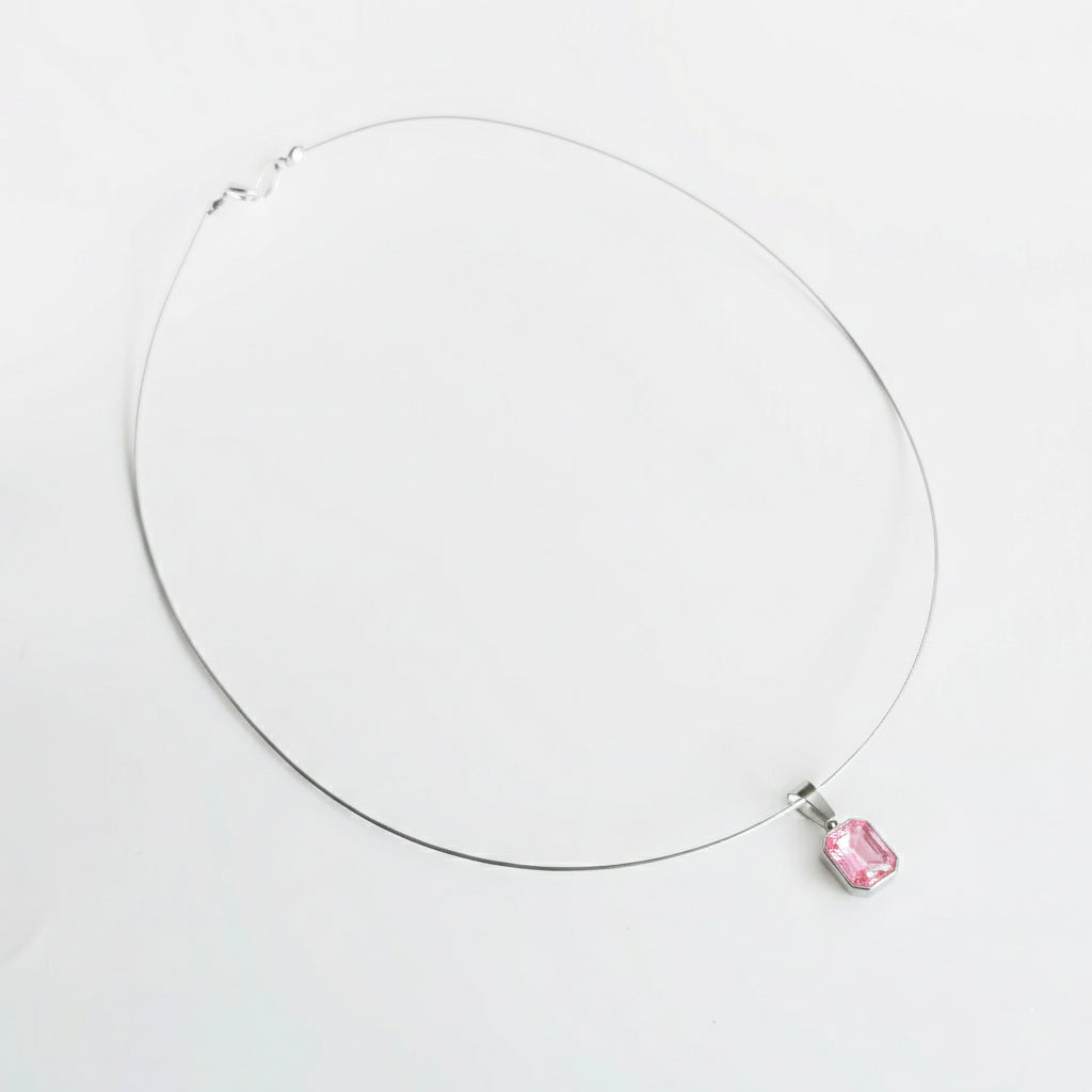 SQUARE STEEL PINK CRYSTAL