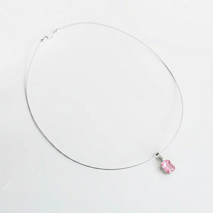 SQUARE STEEL PINK CRYSTAL