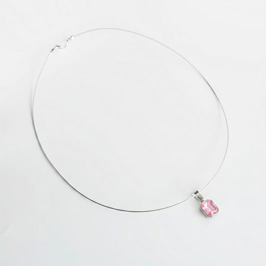 SQUARE STEEL PINK CRYSTAL