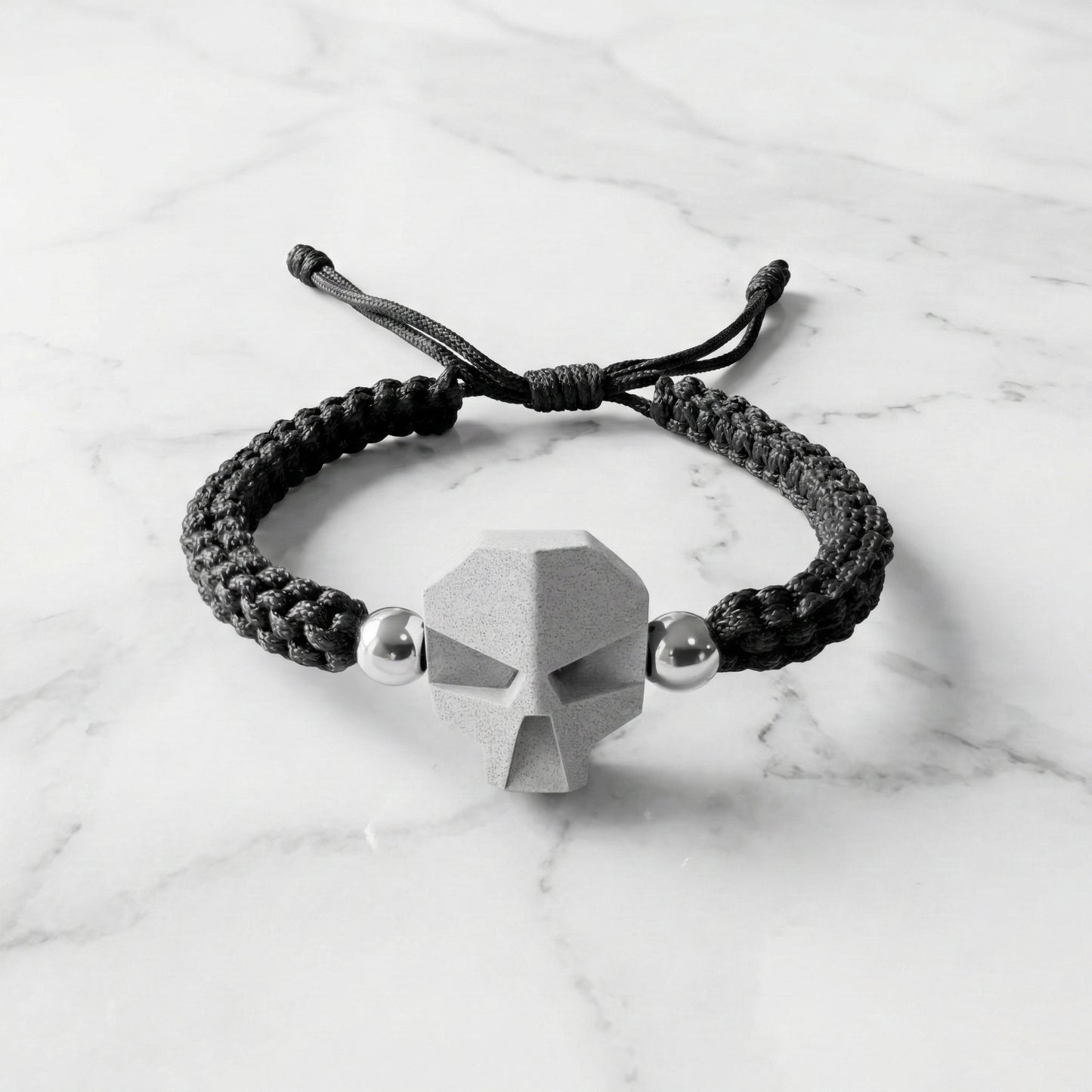 SKULL. PULSERA CALAVERA CORDON TRENZADO NEGRO