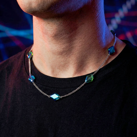 CRYSTALS, COLLAR ROMBOS DE CRISTAL AZUL TORNASOL