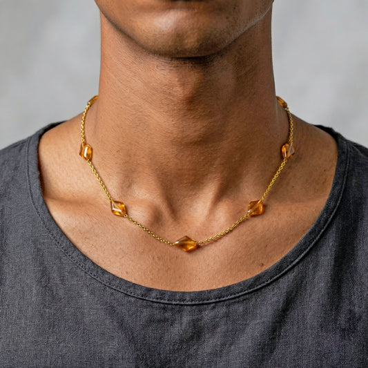 CRYSTALS, COLLAR ROMBOS DE CRISTAL DORADOS