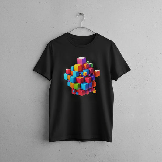 3D CUBES BLACK TEE
