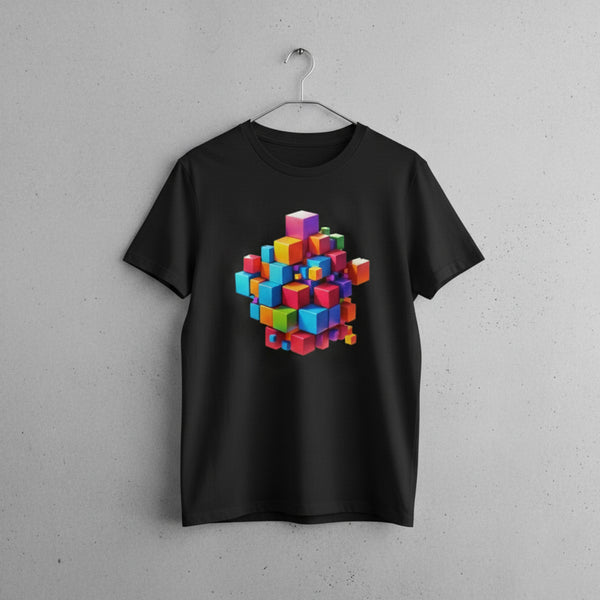 3D CUBES BLACK TEE