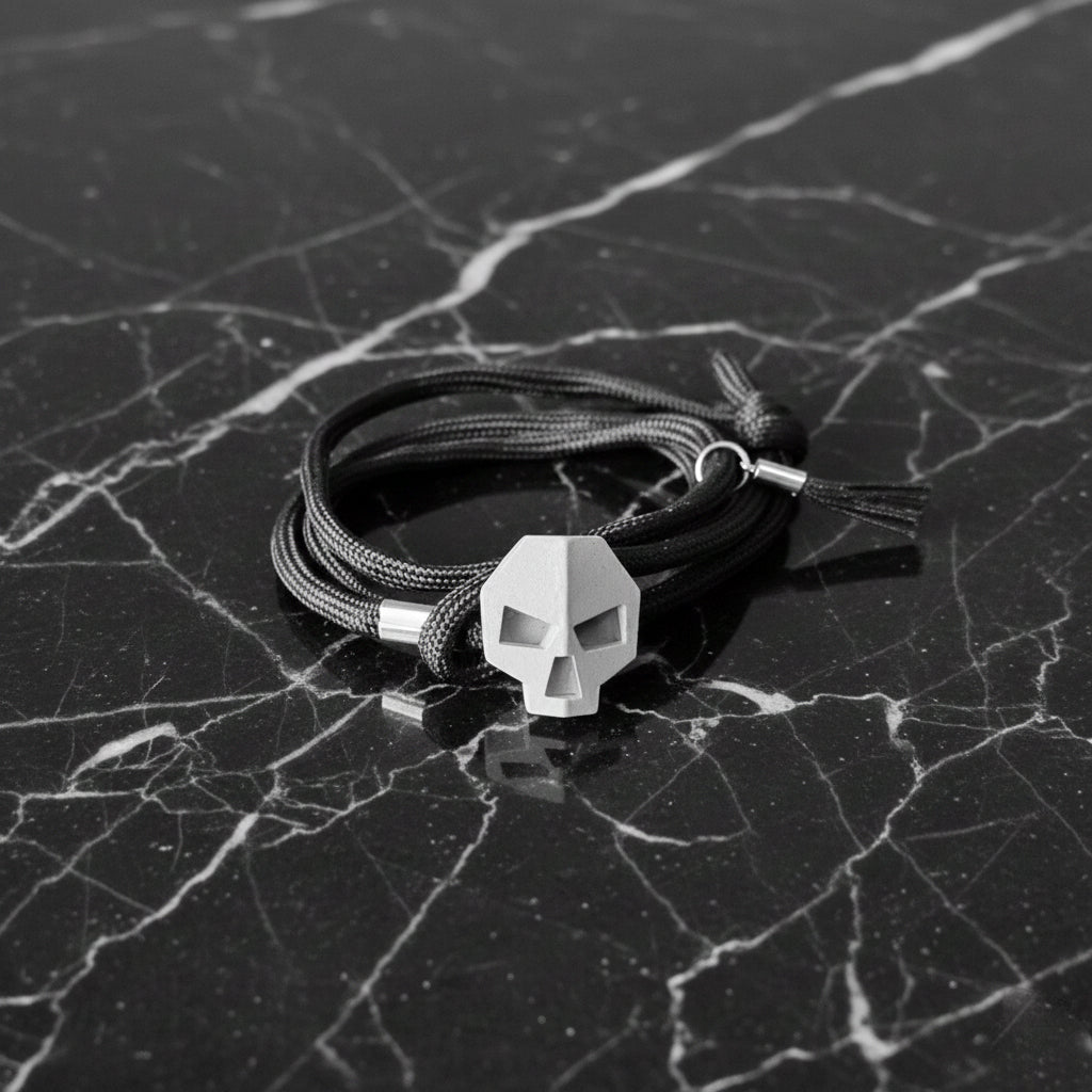 SKULL PULSERA CON CALAVERA Y CORDON NEGRO