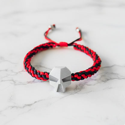 SKULL. PULSERA CALAVERA CORDON TRENZADO ROJO