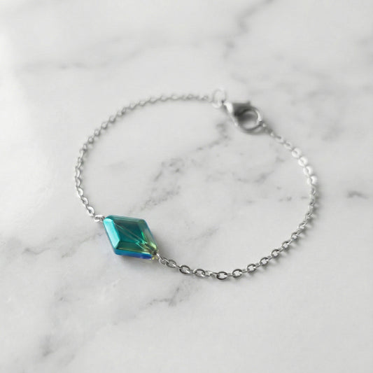 CRYSTAL, PULSERA ROMBO DE CRISTAL AZUL