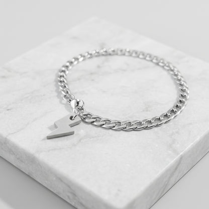 THUNDER. PULSERA CON RAYO DE CONCRETO Y CADENA ACERO