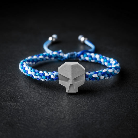 SKULL. PULSERA CALAVERA CORDON TRENZADO MULTICOLOR