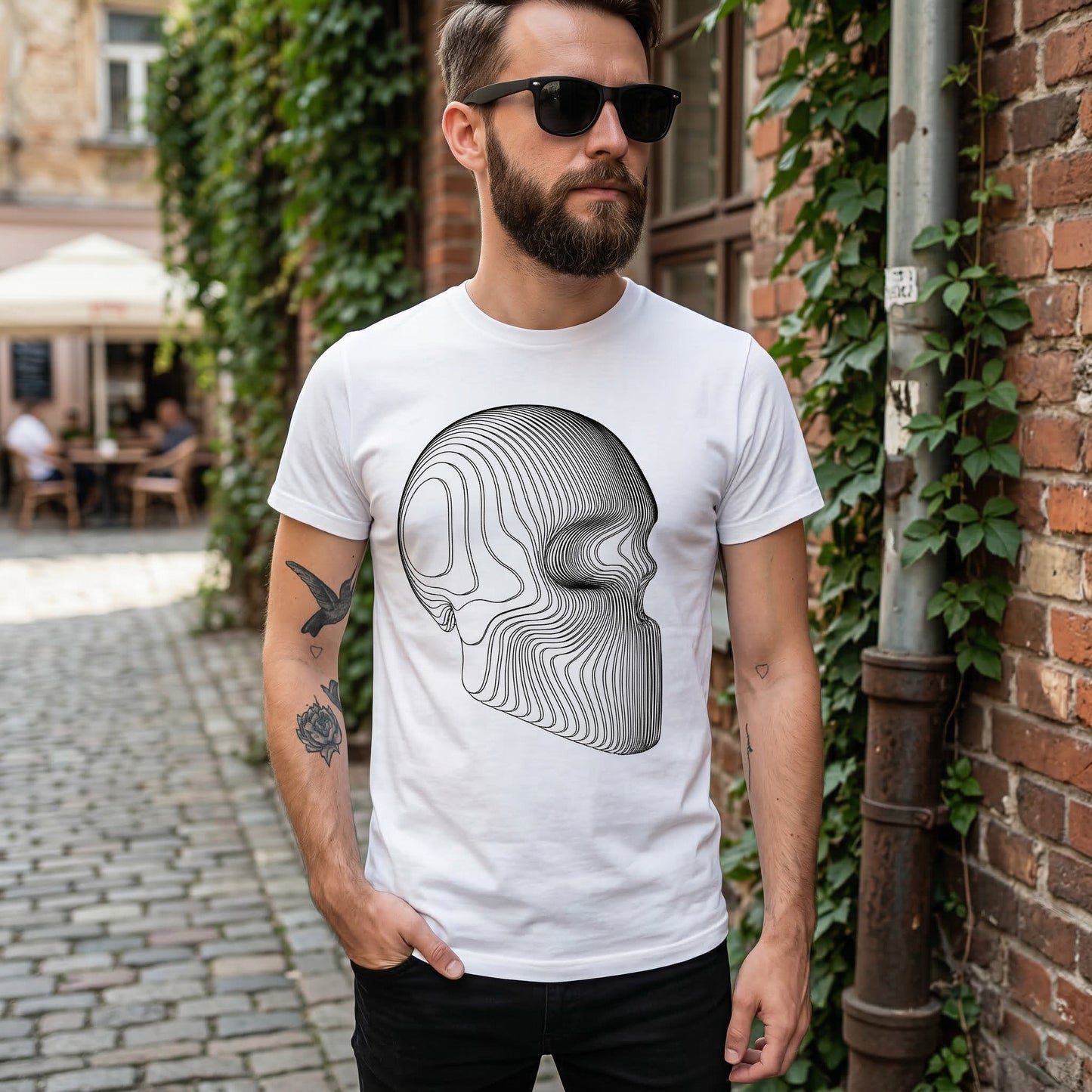 SLICED SKULL WHITE TEE