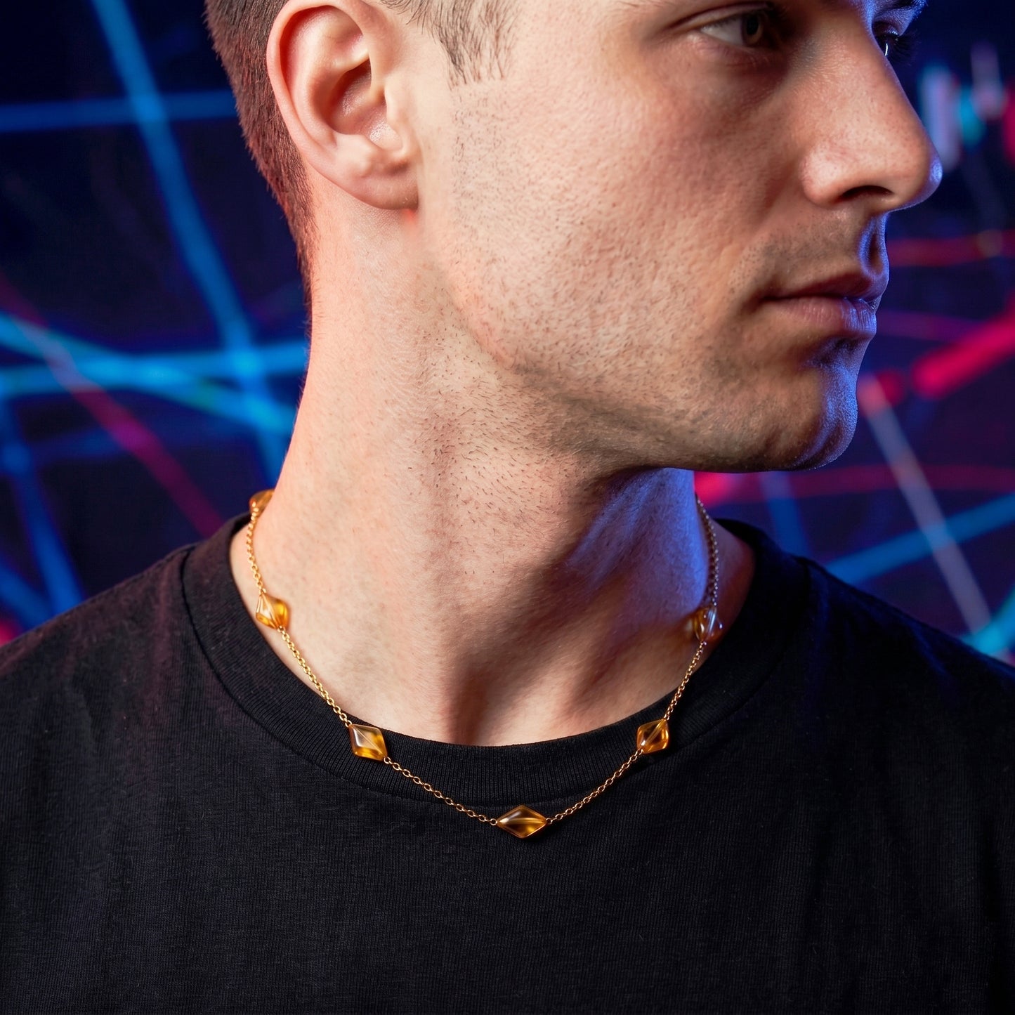 CRYSTALS, COLLAR ROMBOS DE CRISTAL AMBAR