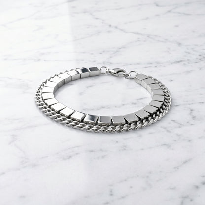 SQUARES. PULSERA CON CADENA DE ACERO INOXIDABLE