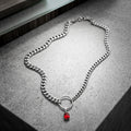 SQUARE RED CRYSTAL STEEL CHAIN