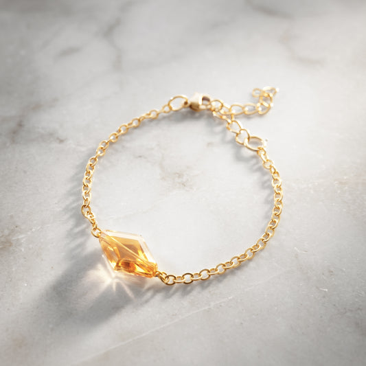 CRYSTAL, PULSERA ROMBO DE CRISTAL DORADOS