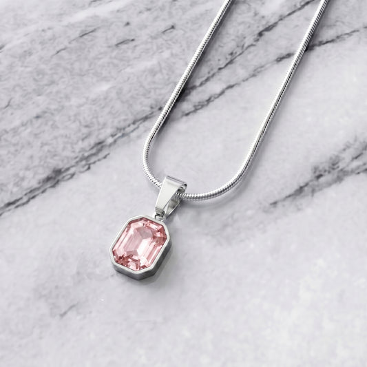 SQUARE STEEL PINK CRYSTAL