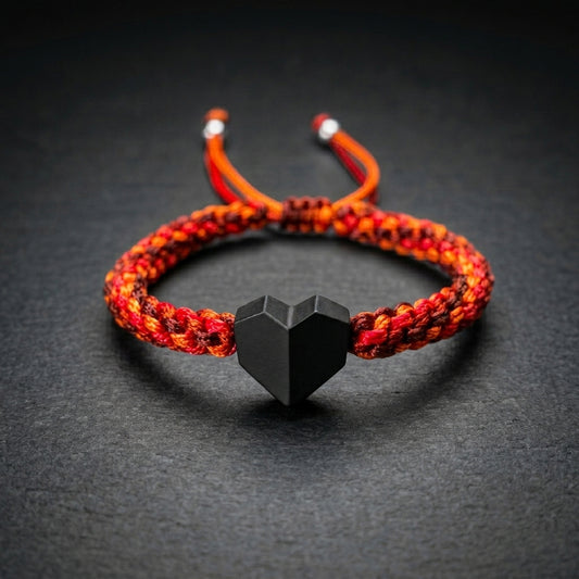 TINY LOVE. PULSERA CON CORAZON NEGRO Y CORDON MULTICOLOR II