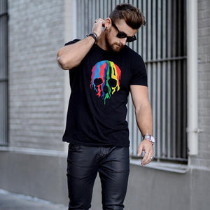 ABSTRACT COLOR SKULL TEE