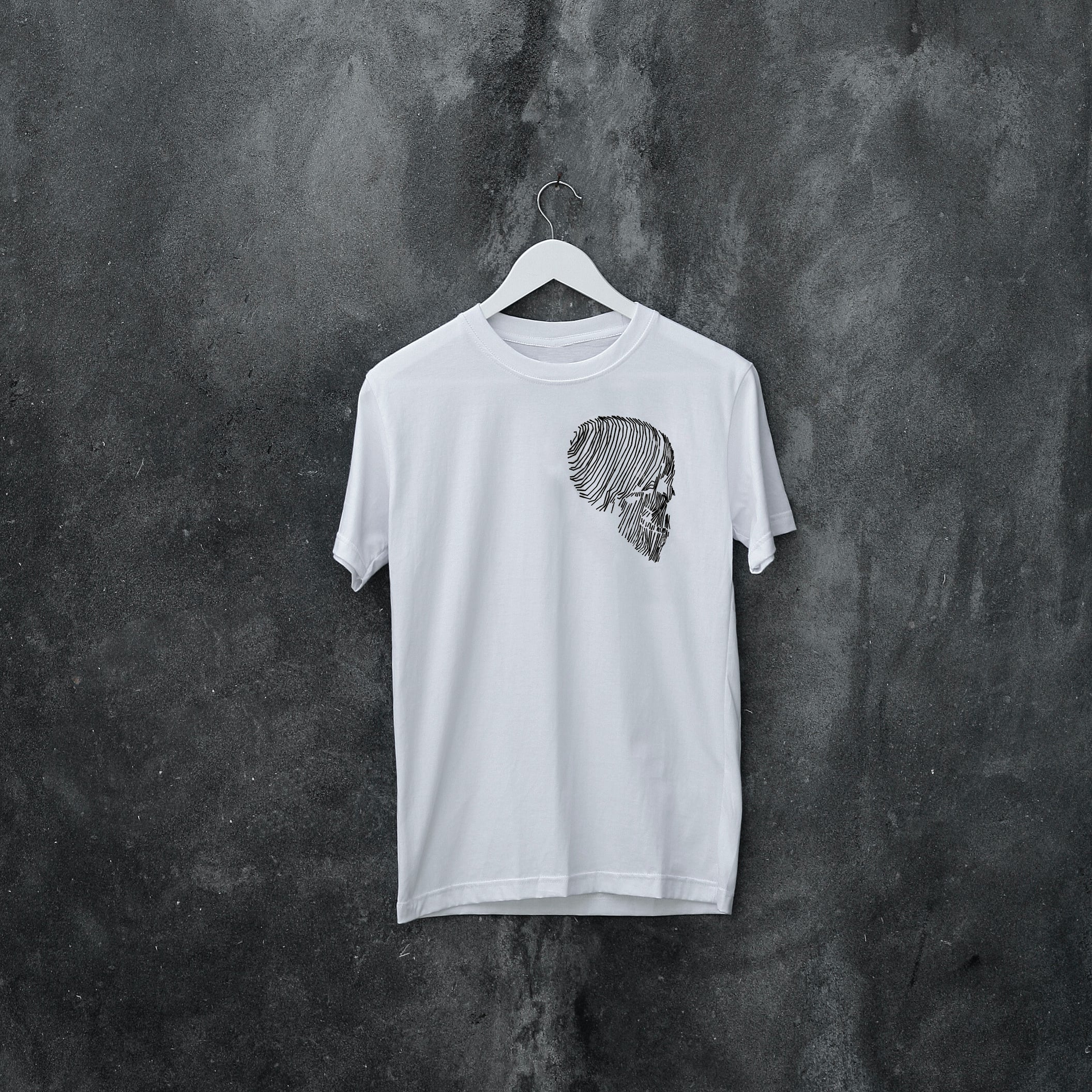 LINES SMALL SKULL WHITE TEE