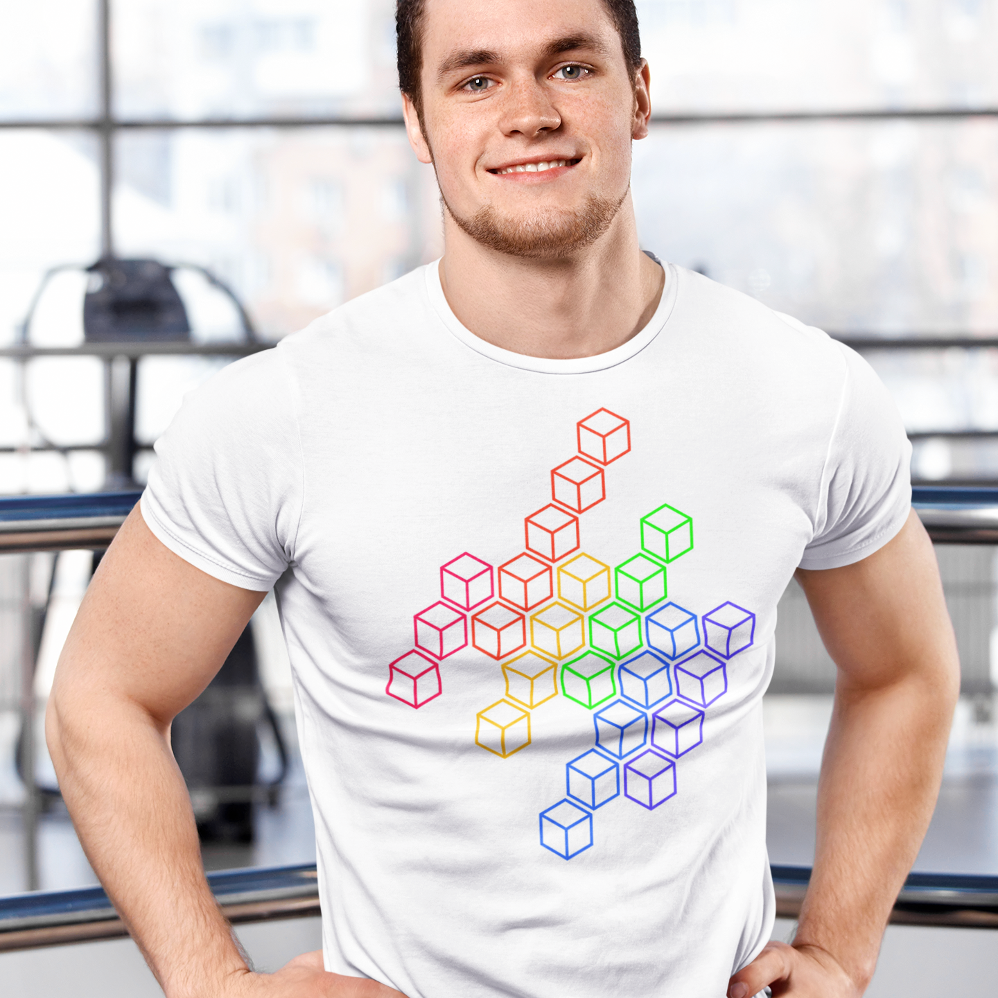 CUBES RAINBOW WHITE TEE