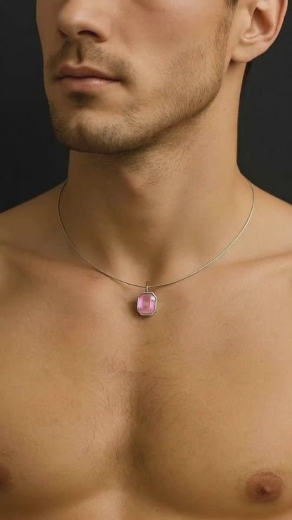 SQUARE STEEL PINK CRYSTAL