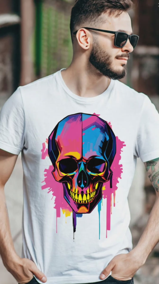 PAINT SKULL WHITE TEE