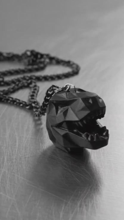 COLLAR 3D T REX GEOMETRICO NEGRO