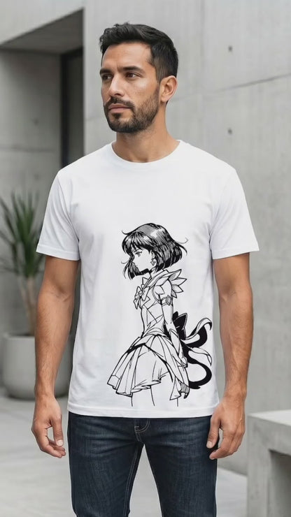 SAILOR SATURN SKETCH PLAYERA BLANCA