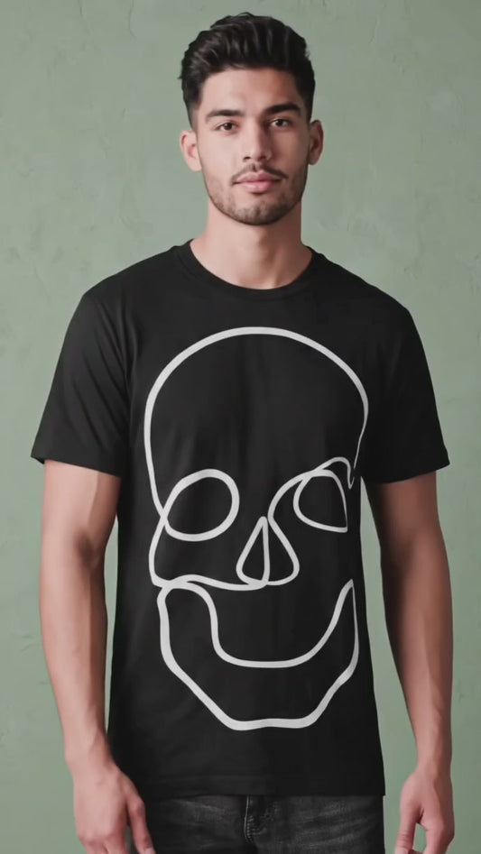 ONE LINE SKULL TEE PLAYERA NEGRA CON DISEÑO CALAVERA
