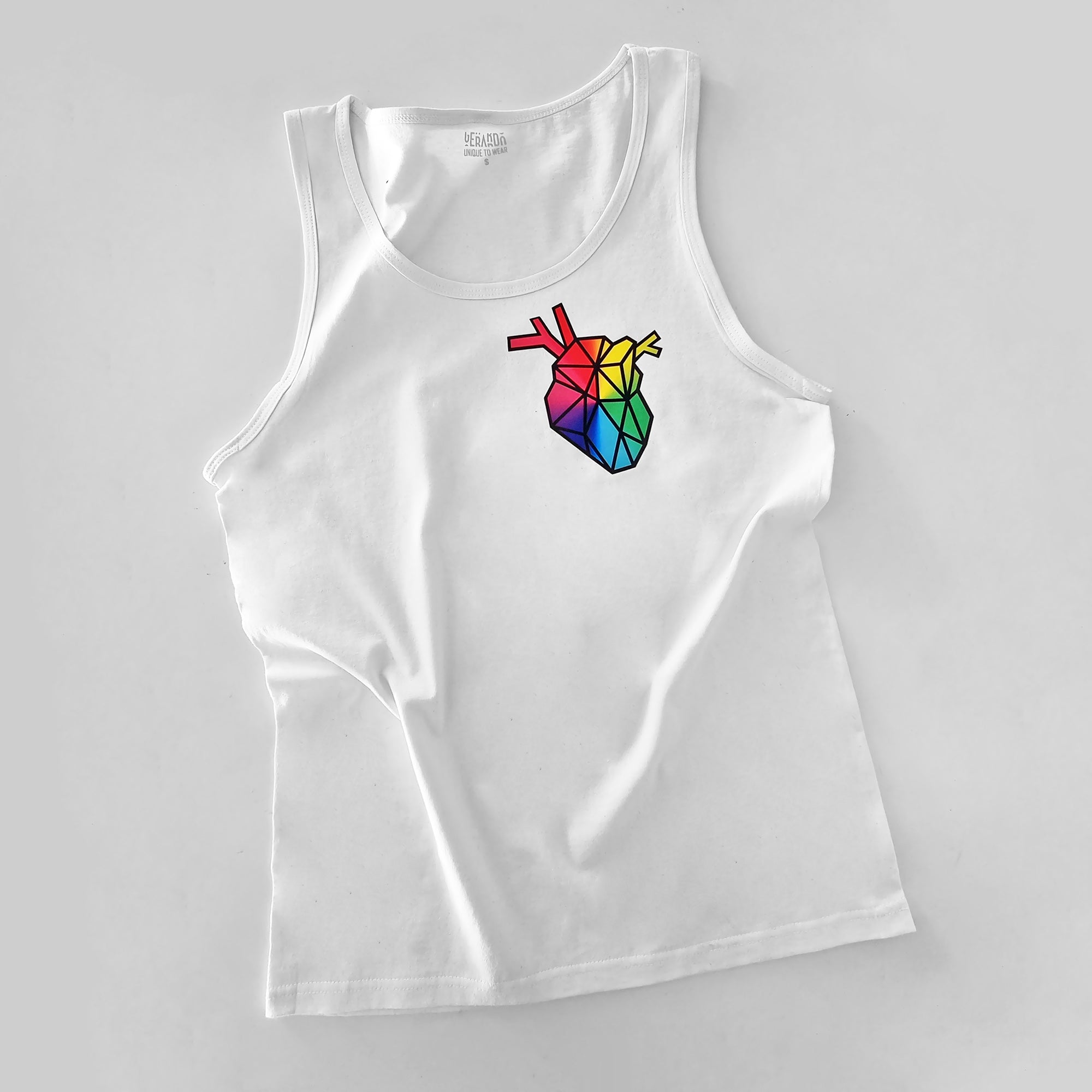 HAPPY HEART WHITE TANK TOP
