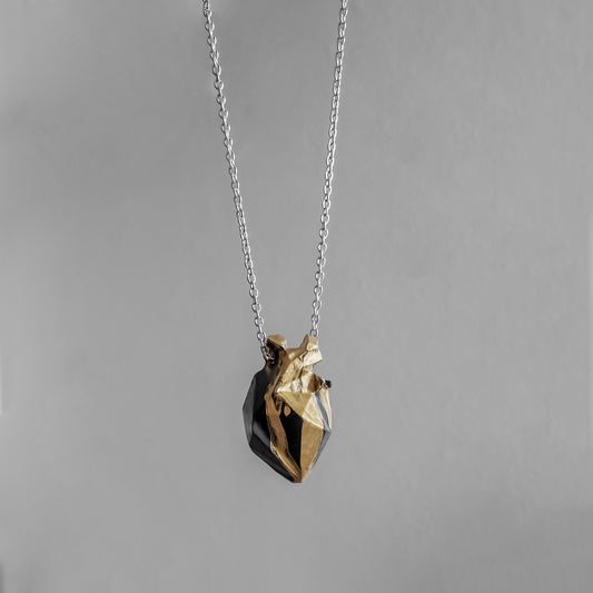 GOLDEN DARK HEART  NECKLACE